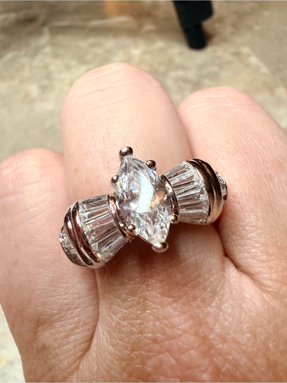 Lauren G Adam’s Marquise CZ Statement Ring in Silver with Clear Stones